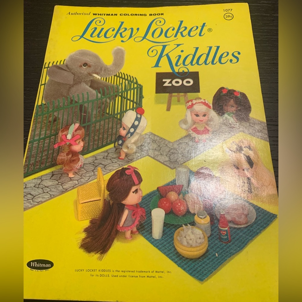 Lucky Locket Kiddles Zoo vintage coloring book. 1968